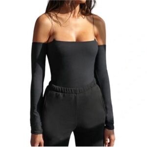 Joah Brown Black Off-Shoulder Top